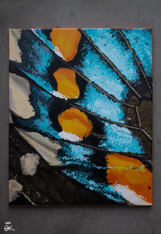 Pipevine Swallowtail Butterfly Wing - Original Oil Painting 16" x 20"