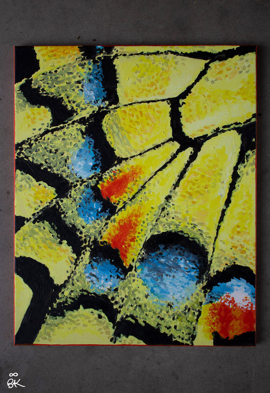 Yellow Swallowtail Butterfly Wing - Original Oil Painting 16" x 20"